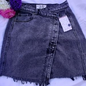 Free People Black Denim Skirt